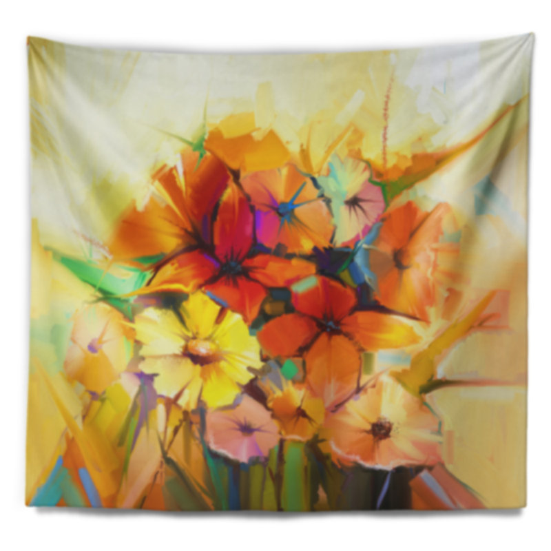 Tapisserie florale de gerberas, H 68 po x l 80 po