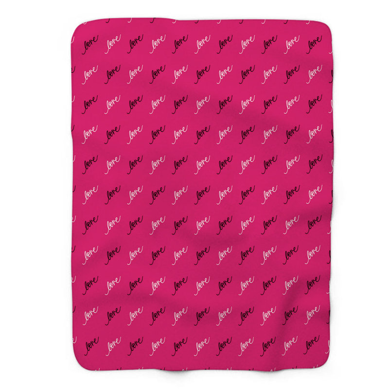 Pink Love Hearts - Couverture sherpa de qualité supérieure 1 pièce, Grand lit