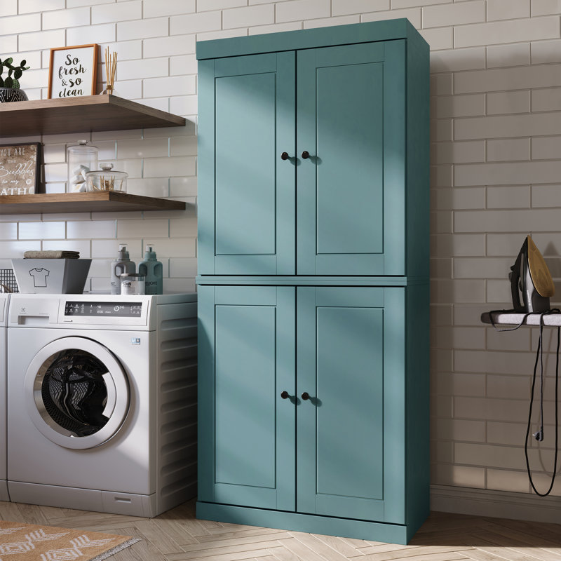 100% Solid Wood Tall Bathroom Linen Cabinet with Doors, Adjustable Shelves, Modular Bathroom & Laundry Storage Cabinet, 32" W x 71.5" H