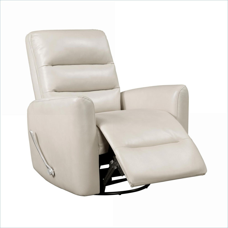 Single Seat Beige Finish Breathable Faux Leather Swivel Glider Recliner BEIMO for Living Room Movie Relaxation Luxury Style