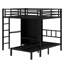Lit superposé en métal avec bureau pliant, garde-robe à DEL