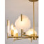 Lustre transitionnel en laiton 7 lumières avec accents d'albâtre naturel
