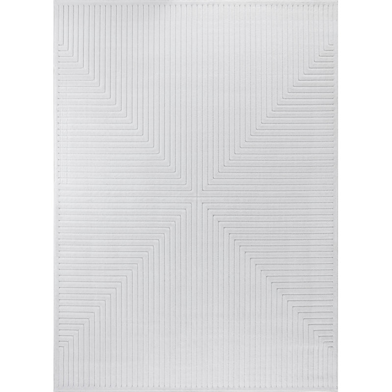 Michoel In- & Outdoor Scandi Modern Boho White Area Rug, Rectangle 160 x 220cm