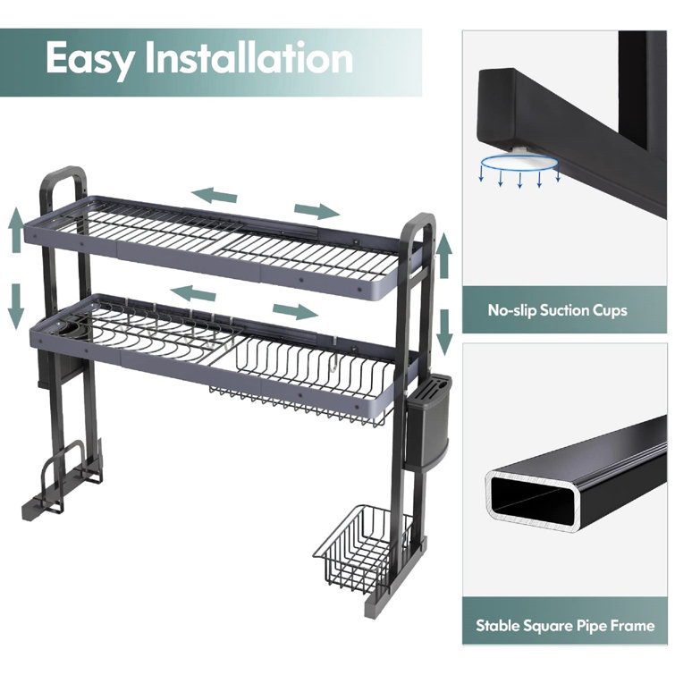 boosiny Aluminum 2 Tier Dish Rack & Reviews