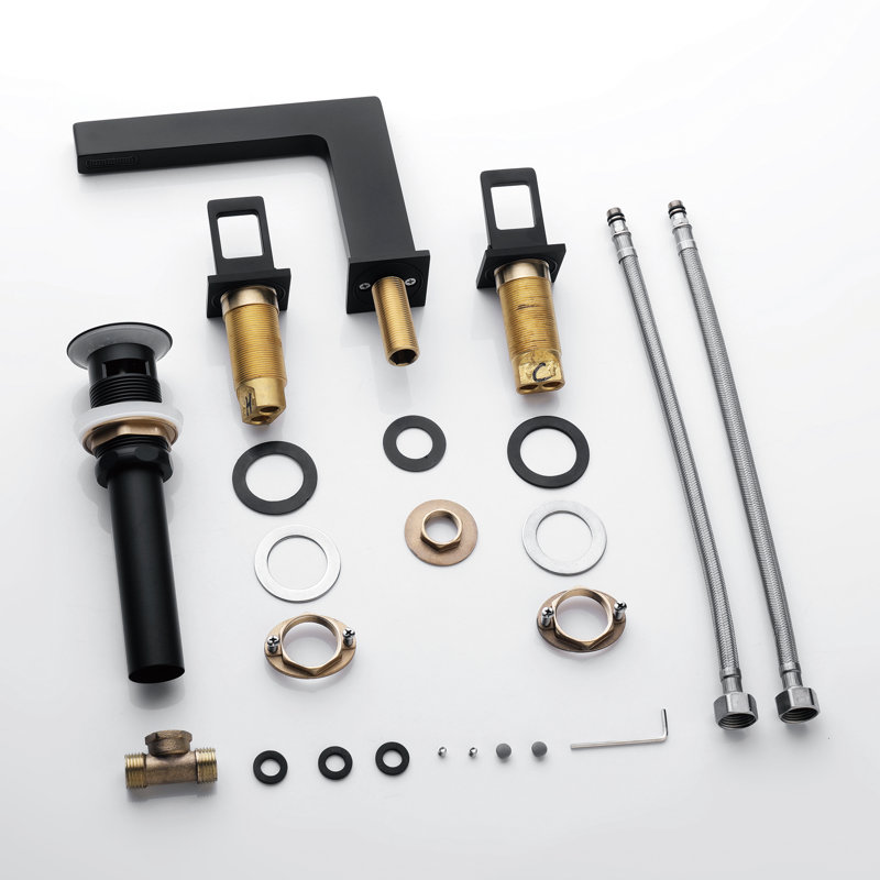 Widespread 2-handle Bathroom Faucet with Drain Assembly, Matte Black
