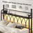 Queen Metal Platform Bed with Floral Style Headboard, Bed Frame with RGB LED Lights, Charging Station & Ample Storage Space, Easy Assembly, Black-1489262086-1489262203