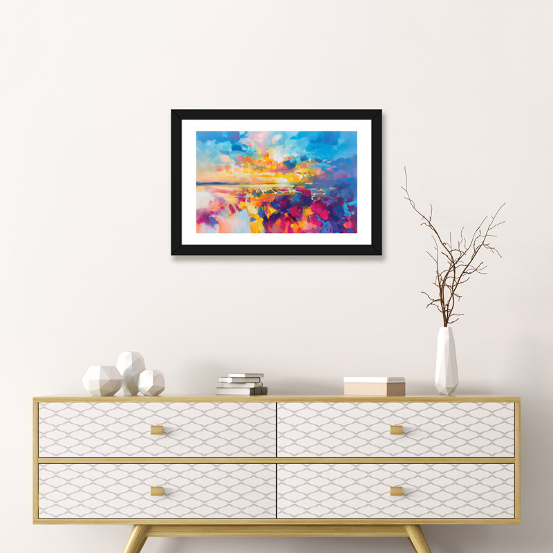 «Acoustique couleur I» par Scott Naismith - reproduction d'art, H 24 po x l 32 po x P 1 po, Papier encadré noir