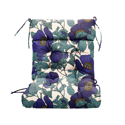 Outdoor Chair Cushion,adirondack Rocking High Back Tufted Thick Wicker Cushion With Ties For Patio Furniture,44"x21"x4",1 Count,floral