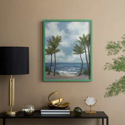 Coastal Palm Tree II, reproduction encadrée - bois massif