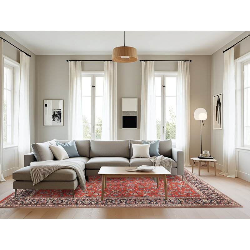Tapis oriental en laine rouge, Rectangle 8 pi x 12 pi