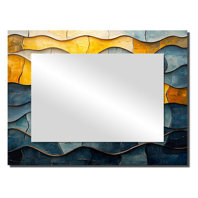 «Fragmented Giant Waves Coastal Mosaic II», art mural miroir fauvisme décoratif, imprimé sur métal