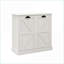 Armoire à lessive, deux compartiments inclinable avec sacs amovibles, blanc cassé | Panneau de fibres à densité moyenne | Salle de lavage