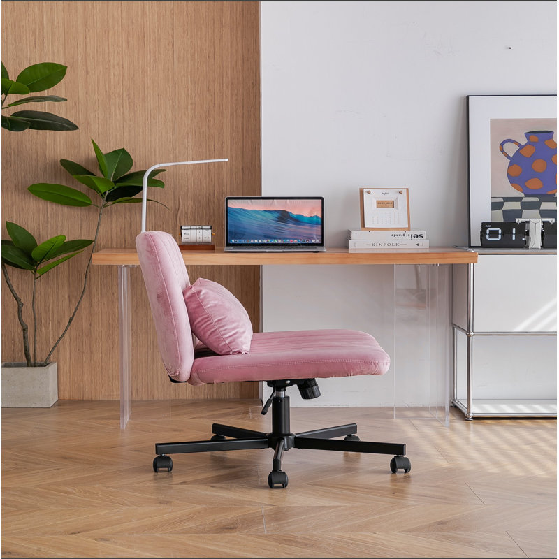 Fauteuil de bureau Velvet Criss Cross sans accoudoirs avec roulettes - polyvalent pour le bureau personnel, la méditation et le maquillage