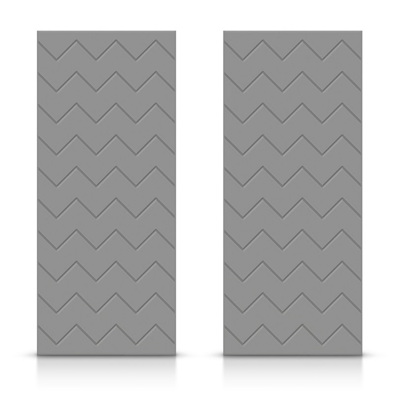 Portes de placard coulissantes à panneaux en bois manufacturé, Gris clair, 84 po x 80 po