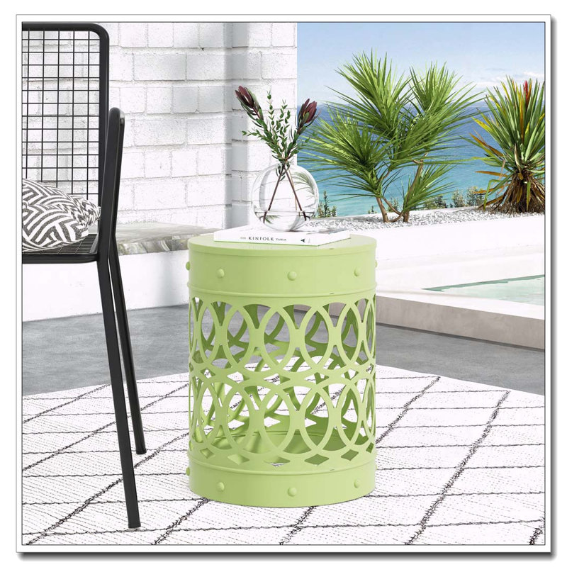 Table de bout d'extérieur en métal, Vert, 1