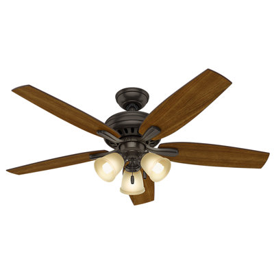 Ventilateur de plafond standard à 5 pales 52 po avec chaîne de traction et ensemble d'éclairage inclus Newsome