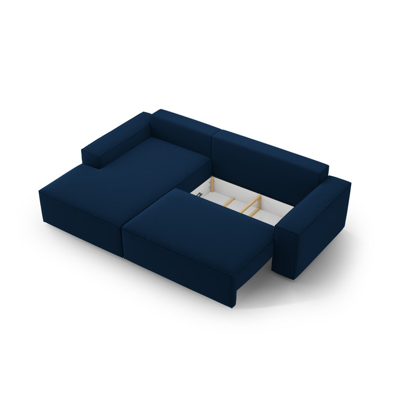 Alisbha 3 Seater Sofa Bed, Royal Blue, Velvet, Left-Hand Facing