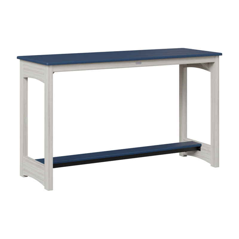 Balcony Outdoor Bar Table, Navy Blue, Seashell, 35.5" H x 60" W x 22" D