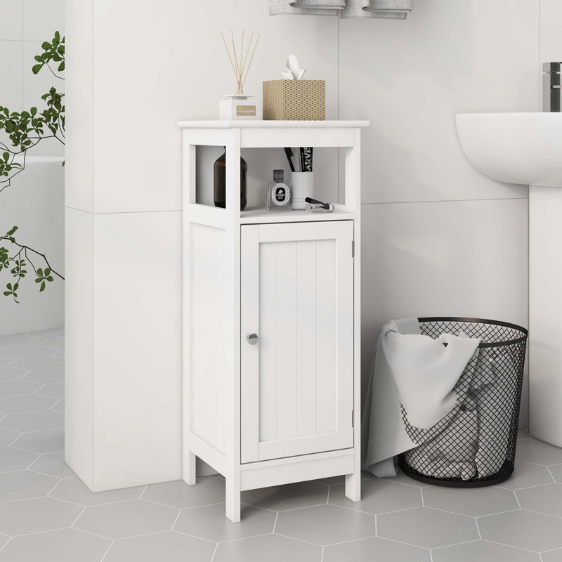 Armoire de rangement autoportante à une porte avec tablette ouverte et tablette réglable pour une utilisation polyvalente dans la maison
