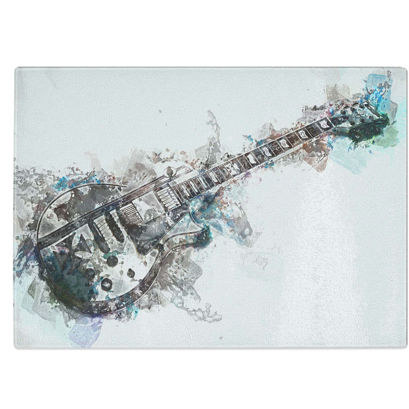 Tempered Glass an Electric Guitar Chopping Board, 39 cm W x 28.5 cm L
