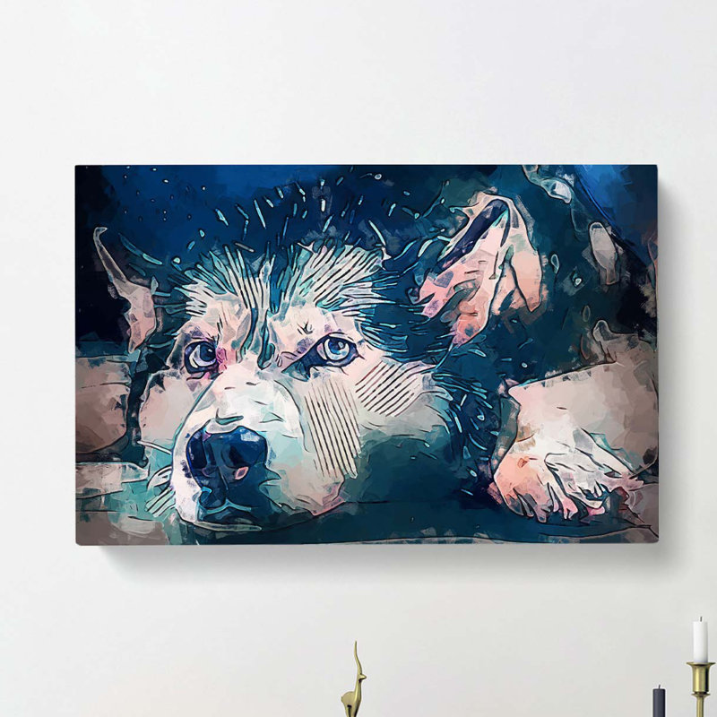 A Husky Dog In Abstract - Wrapped Canvas, 50cm H x 76cm W x 3cm D