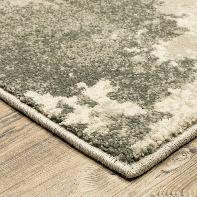 Tapis beige à motif abstrait Ernie, Tapis de couloir 2 pi 3 po x 7 pi 6 po