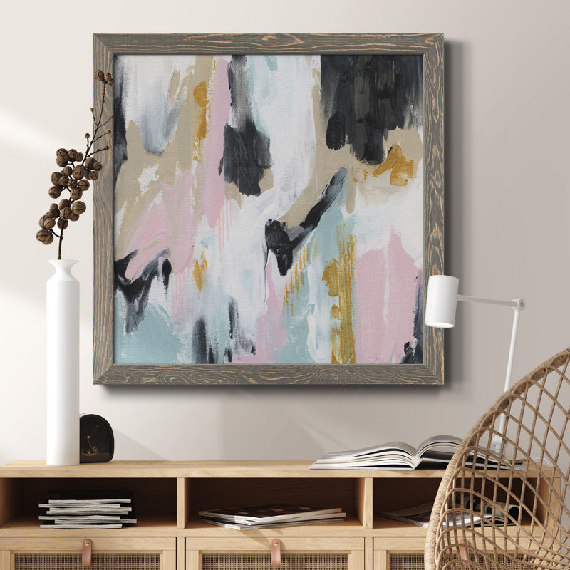 Rustic Arrangement - Peinture sur toile encadrée, H 27,5 po x l 27,5 po x P 1,5 po, Encadré gris