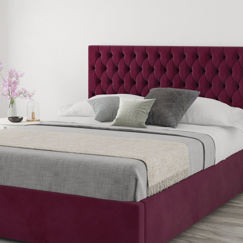 Upholstered Headboard, Velvet Berry, Single (3')