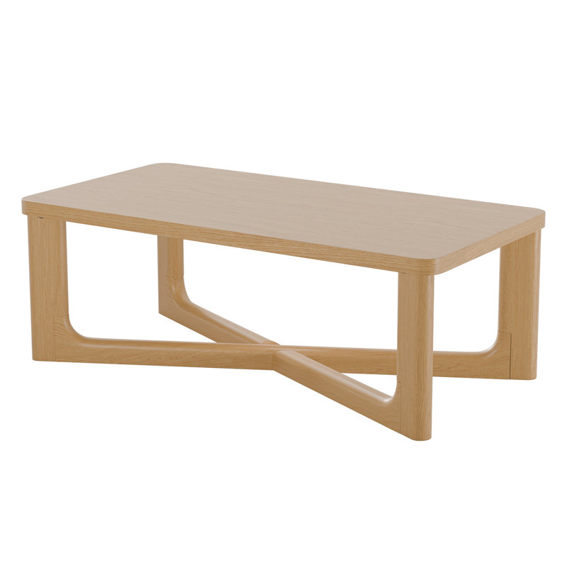 Litzie Rectangle Solid Wood Coffee Table, Oak