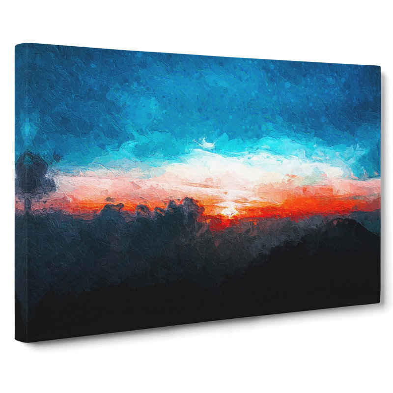 Sunset Behind The Clouds In Abstract - Wrapped Canvas Painting, 40cm H x 60cm W x 3cm D