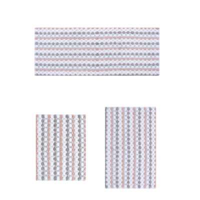 Macek 100% Cotton Bathroom Rug, Non Slip Bath Mat Machine Washable - 3PC Set with Runner