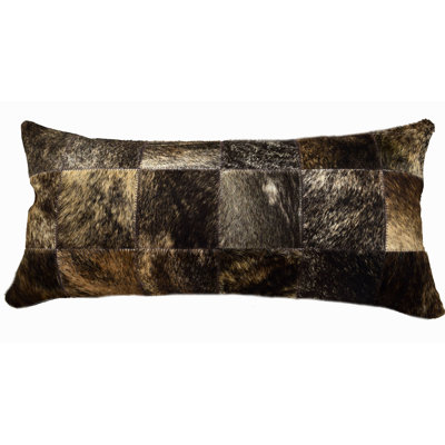 Animal Print Leather/Suede Reversible Throw Pillow