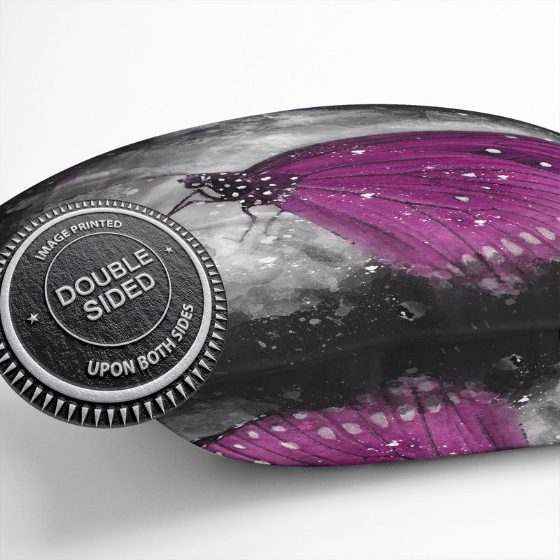 Butterfly upon a Flower Paint Splash Cushion with Filling, 40cm H x 40cm W x 15cm D