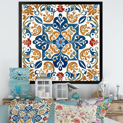 Carreaux de la Méditerranée en bleu rétro VII - reproduction sur toile