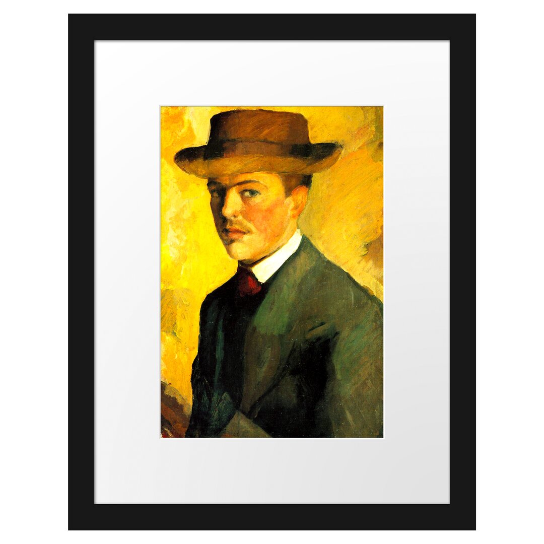 Gerahmter Kunstdruck Self Portrait with Hat von August Macke