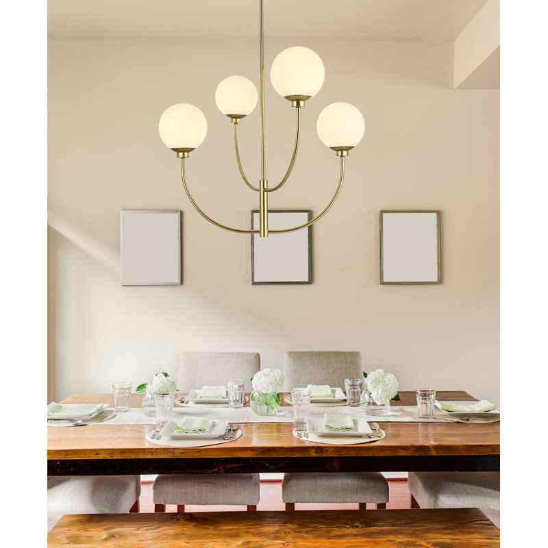 Kyle 4-Light Chandelier, H 25 po x l 30 po x P 30 po, Laiton