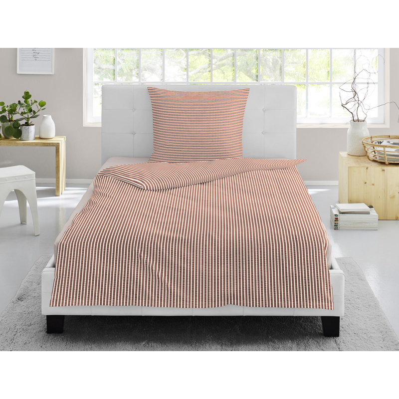 Cotton Modern Contemporary Duvet Cover Set, 155 x 200cm Duvet Cover + 1 Pillowcase (80 x 80), Orange