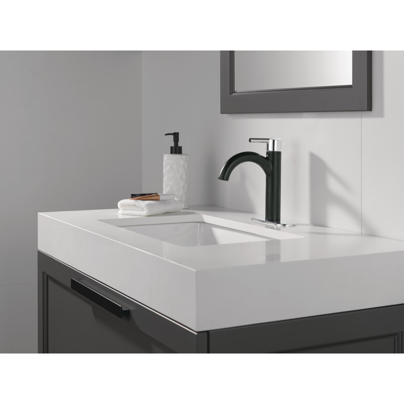 Nicoli Single Hole Bathroom Faucet with Drain Assembly, Single Handle Bathroom Sink Faucet, Black/Chrome