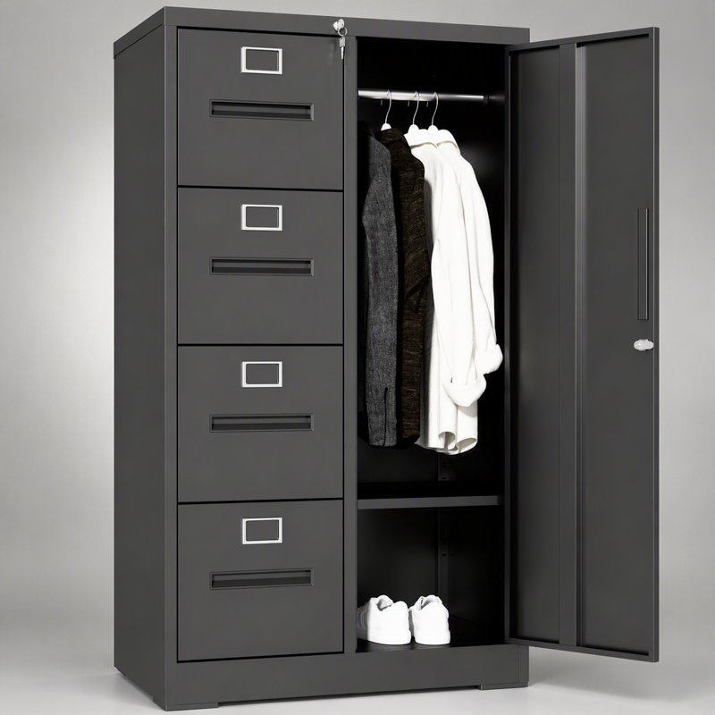 Classeur en métal durable avec serrure, 4 tiroirs et 1 porte, idéal pour la maison et le bureau