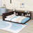 Queen Size Wood Daybed with Storage Shelves, USB and LED Light-691396885