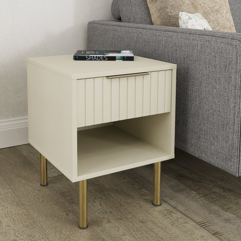 Nervata Living End Table, Gold, Ivory
