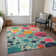 Machine Washable Indoor/Outdoor Xhevrie Teal Rug