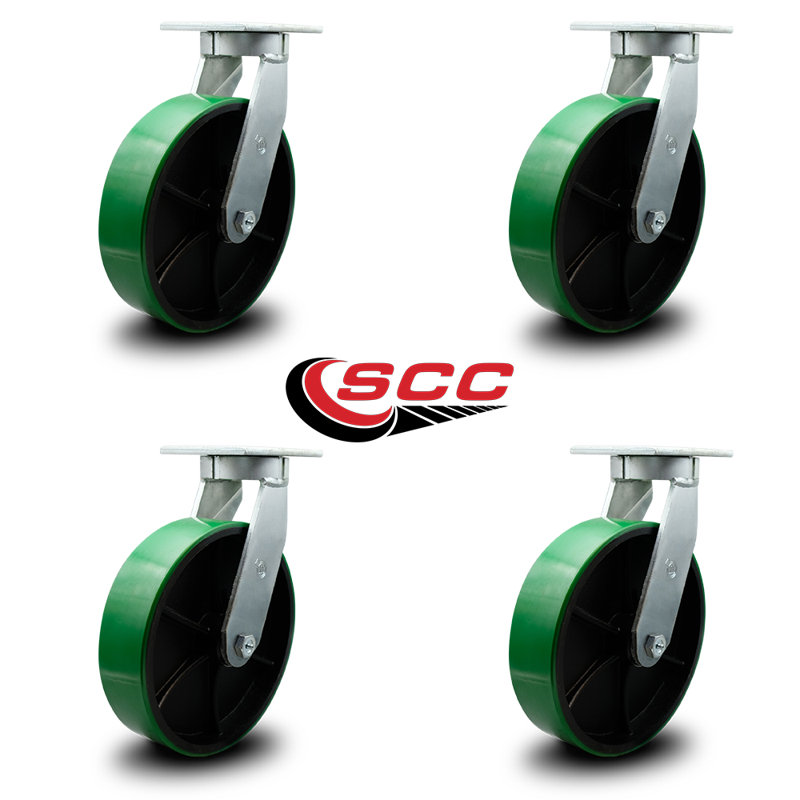Ensemble de 4 roulettes en poly en fonte extra robuste 4 pièces, Vert