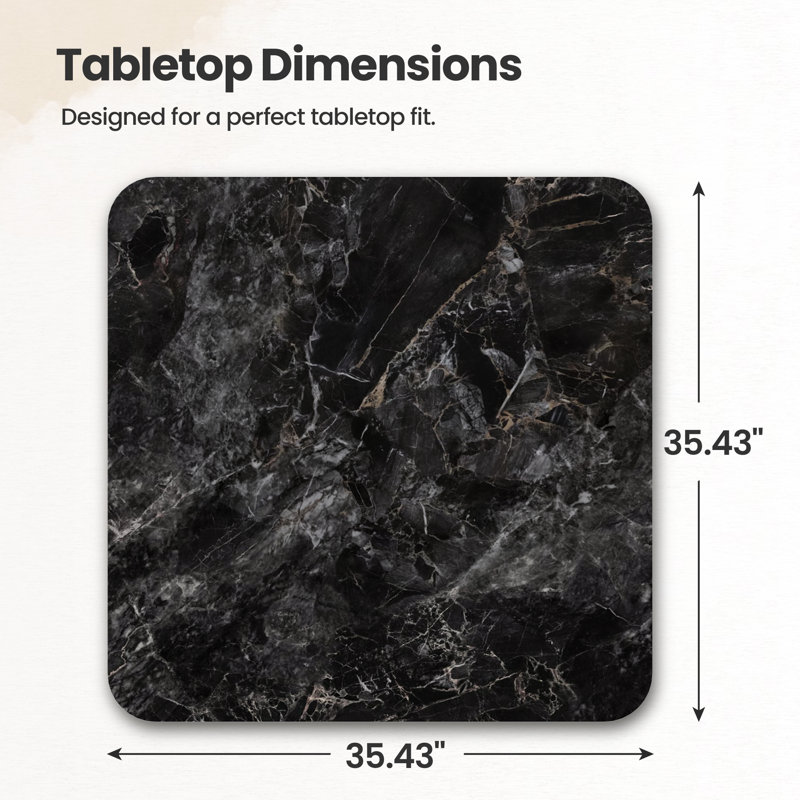 Plateau de table rond en pierre frittée noire brillante – Plateau de remplacement à monter soi-même pour salle à manger familiale, cuisine, location, rénovation de maison, patio, camping et bricolage extérieur