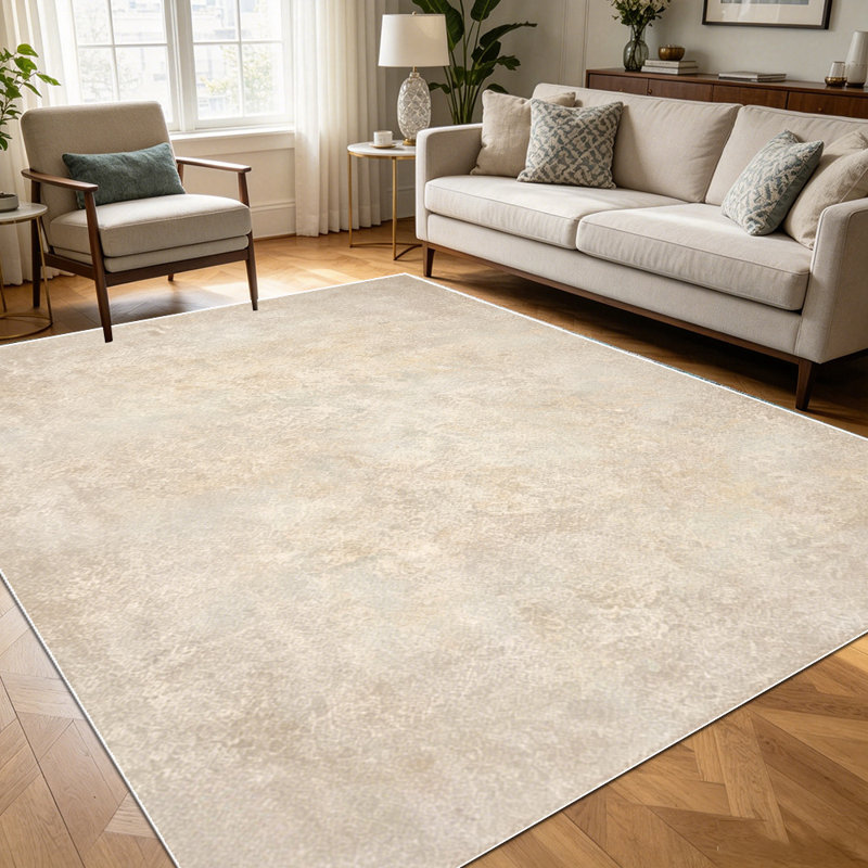 1PC warm beige subtle marbled distressed area rugs for Living Room, Soft and Comfortable, Suitable for all seasons, easy-to-maintain, machine washable Indoor floor mat, Under Table Farmhouse suitable for dining table, kitchen, bedroom, entryway.