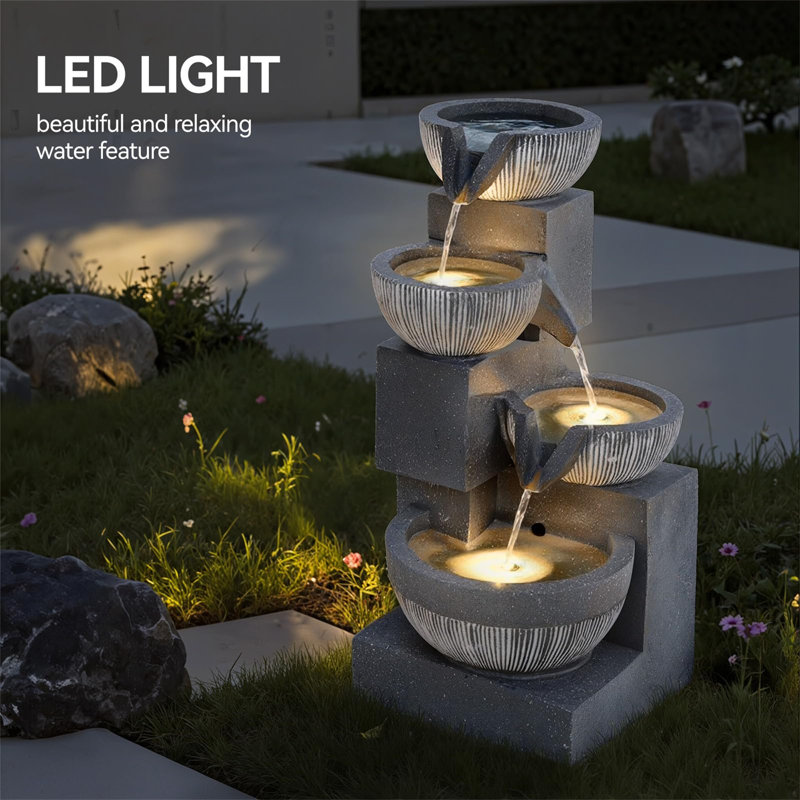 Weather Resistant Floor Fountain with Light