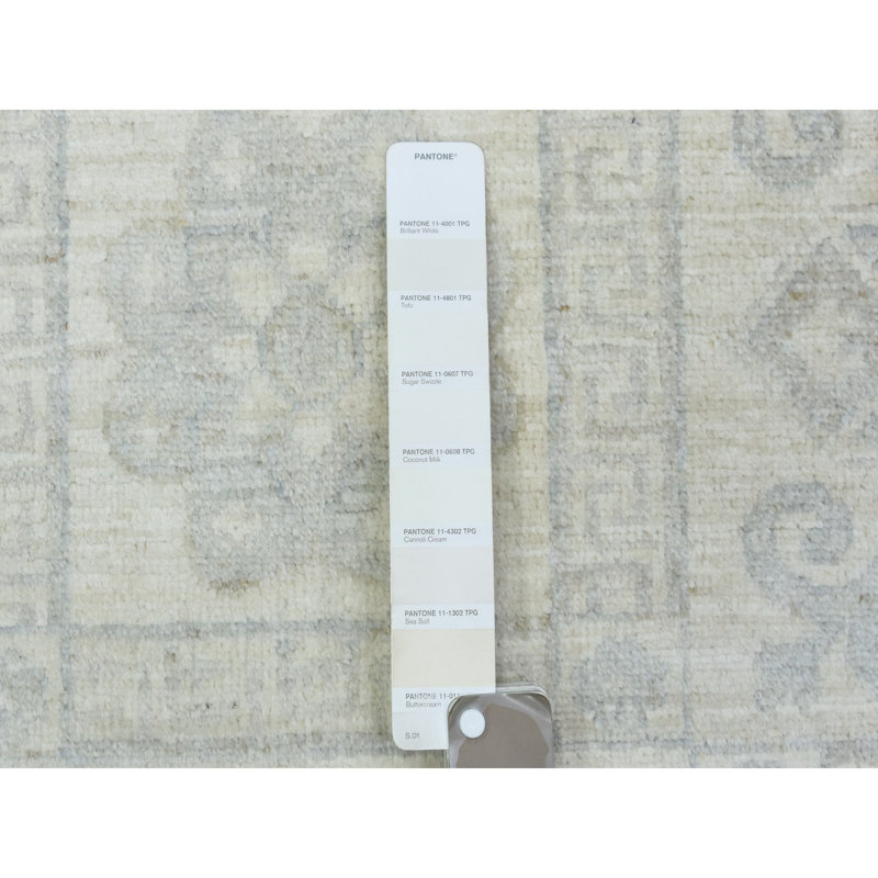 8'2"x9'10" Ivory White Wash Peshawar Soft Wool Hand Knotted Rug 978451B41C024C17A7D32D54E2BF08A8