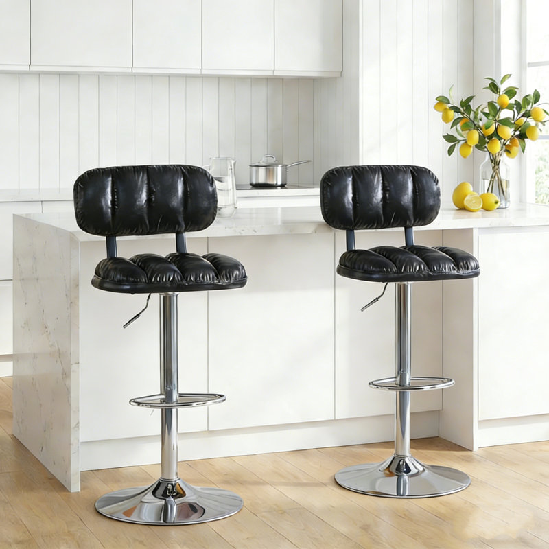 Tabouret de bar 2 pièces, Noir, Argent