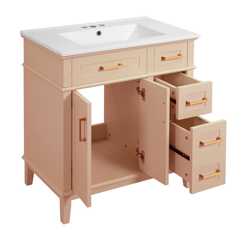 Ensemble de meuble-lavabo simple 30 po, Brun