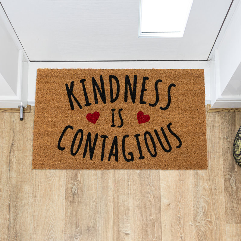 Latex Backed Eco-Friendly Coir Doormat Kindness - 45x75cm approx. - Natural
